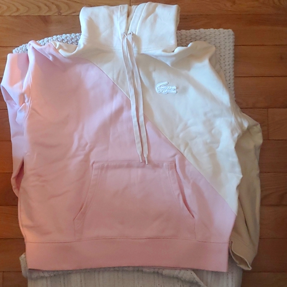 Size LX Lacoste Live pink and cream hoodie